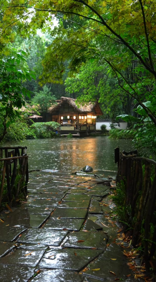 雨落杜甫草堂的诗意浪漫，一起喝好酒梅见青梅酒