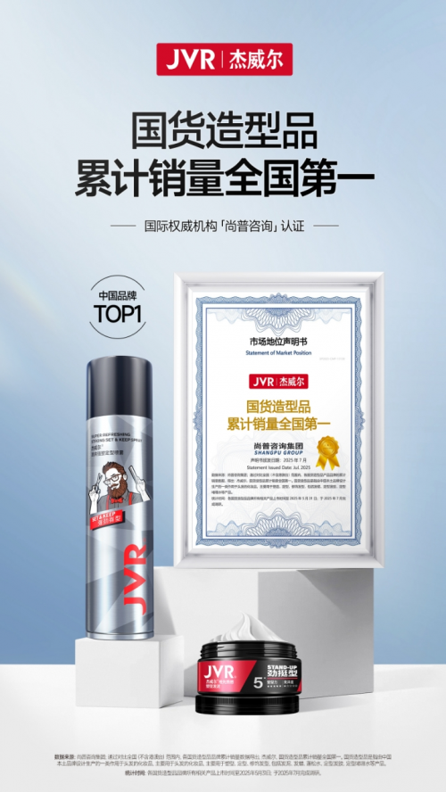 国货造型品竞争的下半场，JVR杰威尔携“销量冠军”认证加速领跑