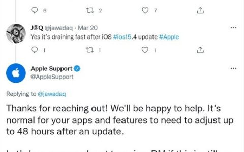 苹果回应iOS 15.4续航异常：正常现象，没问题！