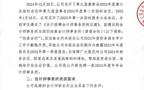 ST恒立公开选聘2024年度年审会计师事务所